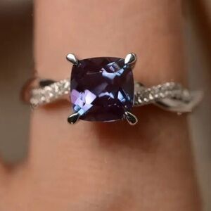 Amethyst Color Fashion Ring Elegant Square